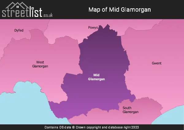 Map of Mid Glamorgan